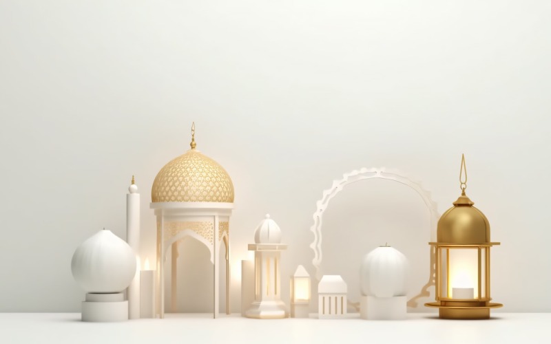 Eid ul adha islamisk bakgrund, guld närbild lykta 22