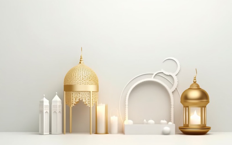 Eid ul adha islamisk bakgrund, guld närbild lykta 24
