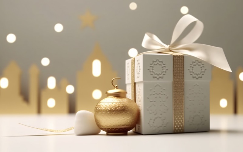 Eid ul adha Islamitische achtergrond, gouden close-up lantaarn 02