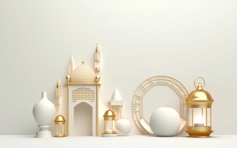 Eid ul adha iszlám háttér, arany közeli lámpás 17