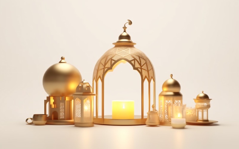 Eid ul adha Sfondo islamico, lanterna dorata 16