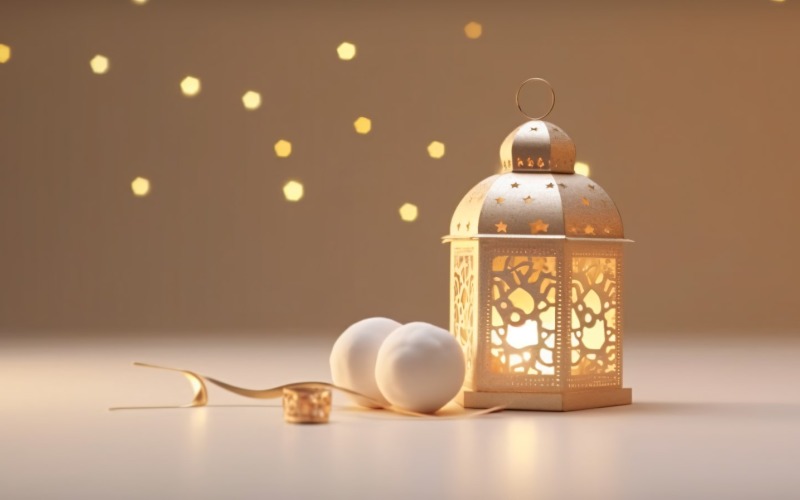 Eid ul adha Sfondo islamico, lanterna dorata da vicino 05