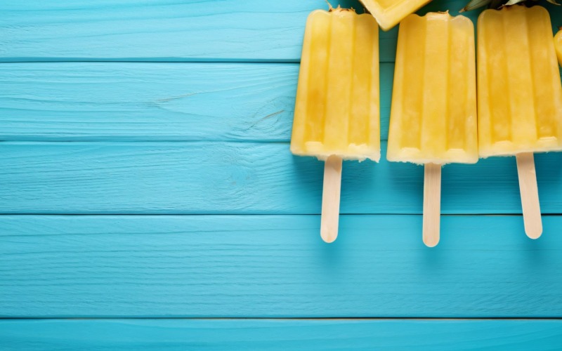Ananas auf hellblauem Holzhintergrund 009