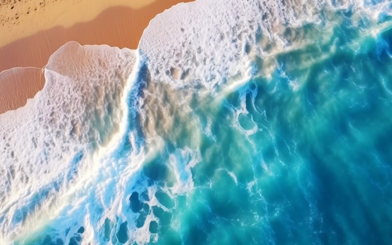 As ondas da cena da praia surfam com a ilha marítima do oceano azul aérea 025