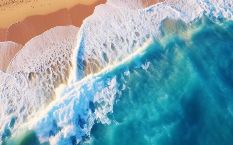 Beach scene waves surf with blue ocean sea island Aereal 026