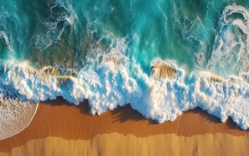 Le onde della scena della spiaggia surfano con l'oceano blu dell'isola aerea Aereal 035