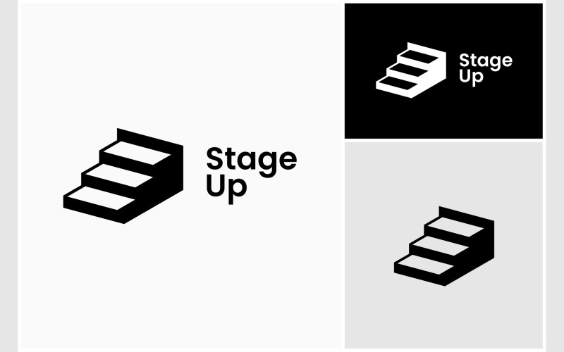 Logotipo de escalón de escaleras arriba