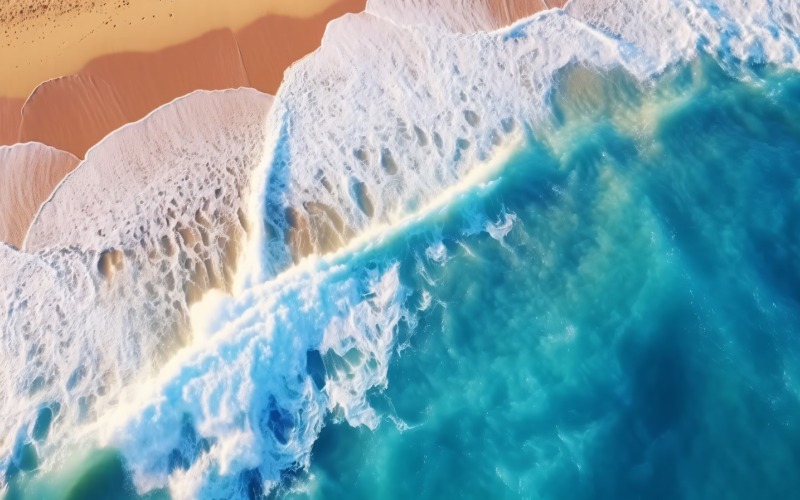 Plážová scéna vlny surfují s modrým oceánským mořským ostrovem Aereal 026