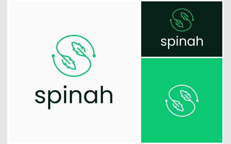 Spinatblatt-Logo mit Buchstabe S