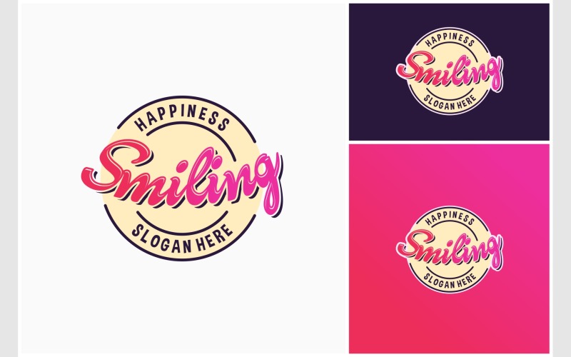 Gülümseme Mutlu El Yazısı Amblemi Logosu