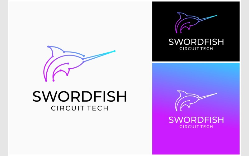 Logotipo de tecnología del circuito de pez espada