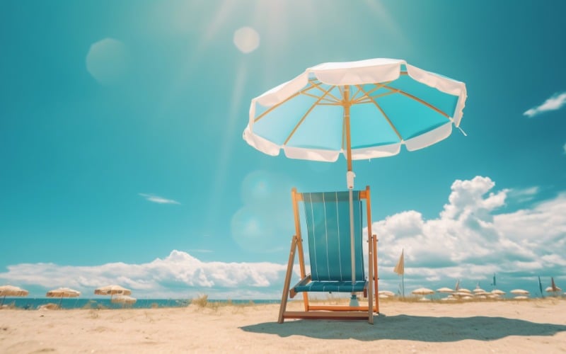 Praia verão Cadeira de praia ao ar livre com guarda-chuva 070