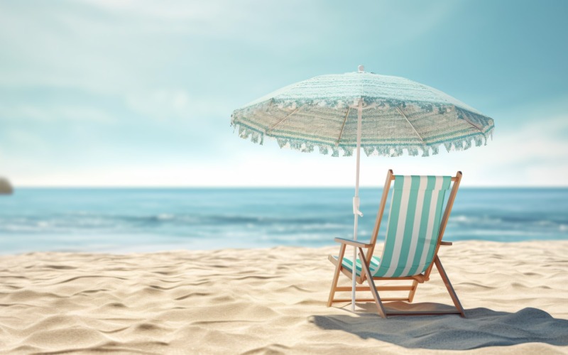 Beach summer Outdoor Solstol med paraply solig dag 256