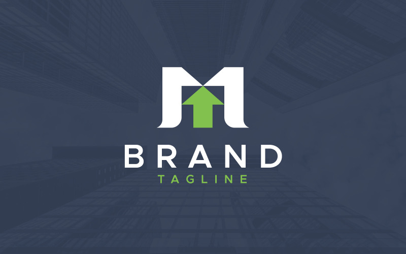M bokstav pil upp logotyp designmall