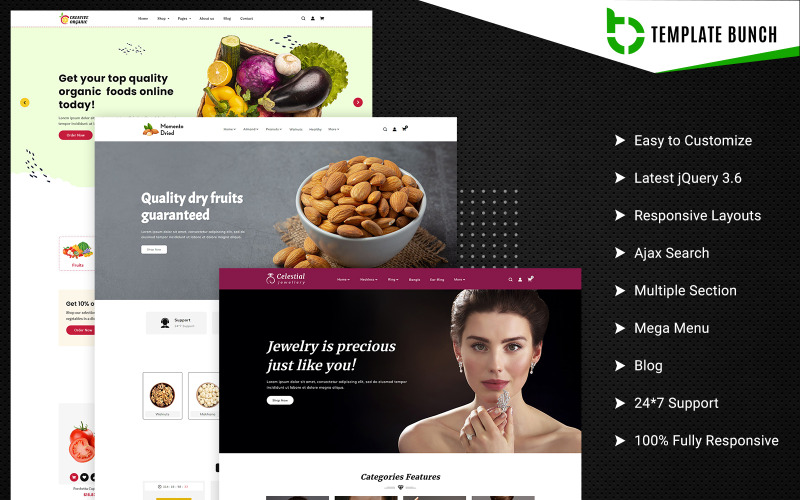 Organic Dry and Jewels - Tema responsivo do Shopify para comércio eletrônico