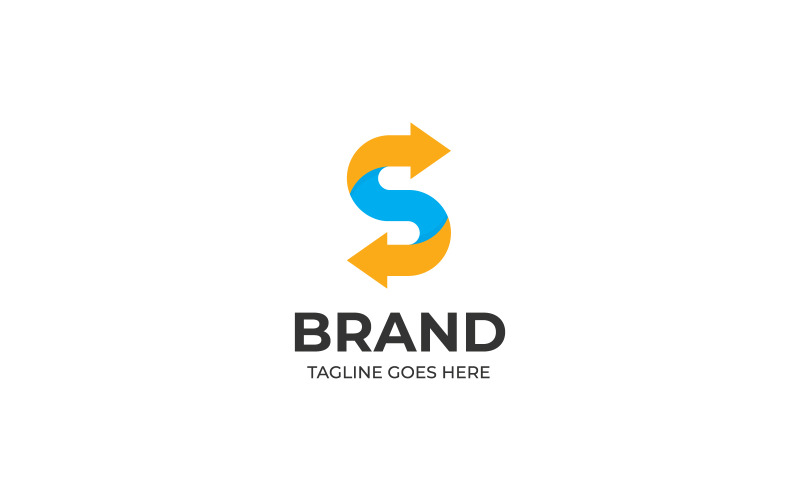 S avec conception de modèle de logo de flèche