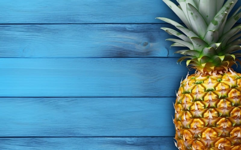 Slice pineapple with sticks on blue wooden background 285