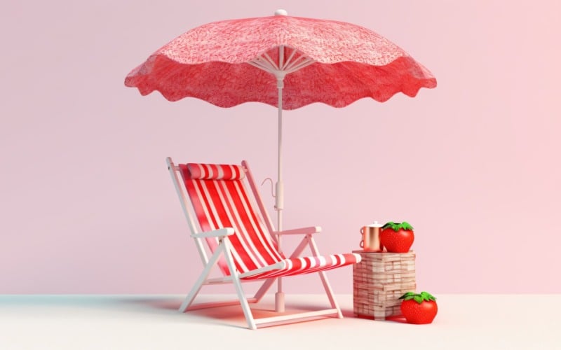 Strand Sommer Outdoor Strandstuhl mit rosa Sonnenschirm 239