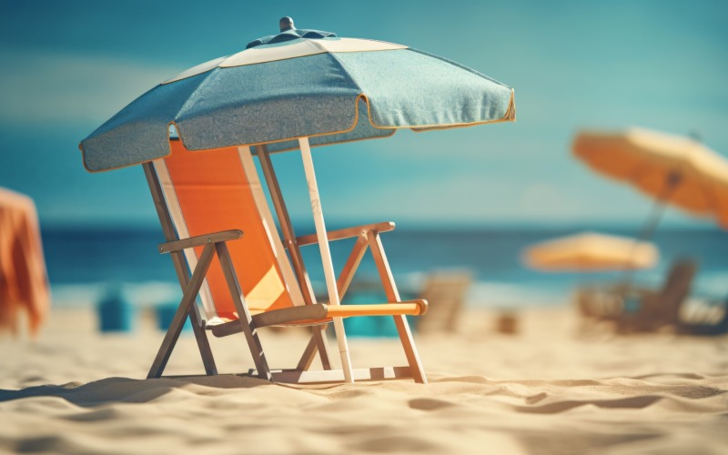 Strand Sommer Outdoor Strandstuhl mit Sonnenschirm sonnigen Tag 245