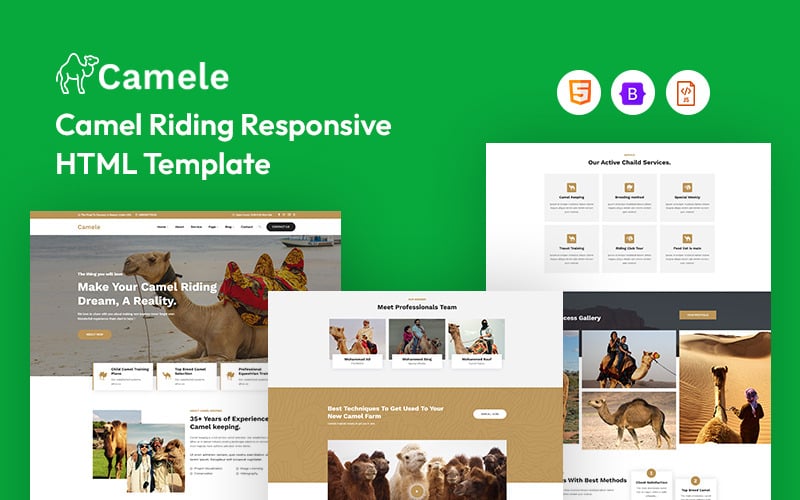 Camele – Modèle de site Web réactif pour l'équitation à dos de chameau