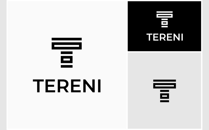 Letter T initialen Streeplijn Logo