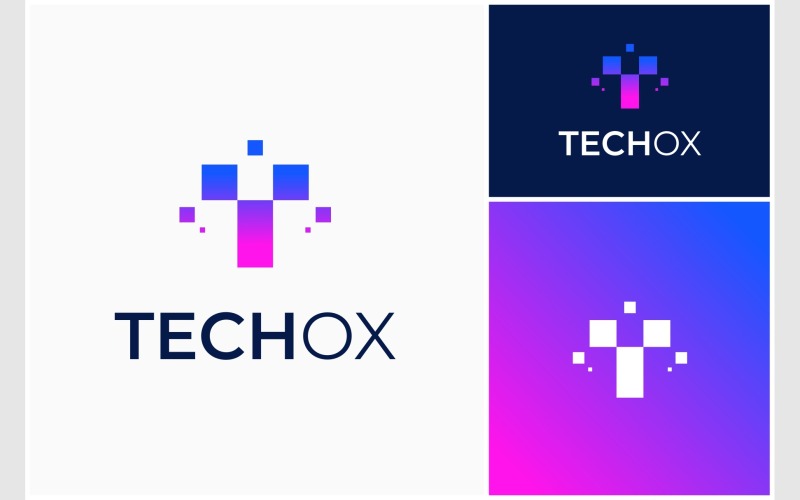 Logo digitale Pixel dati lettera T