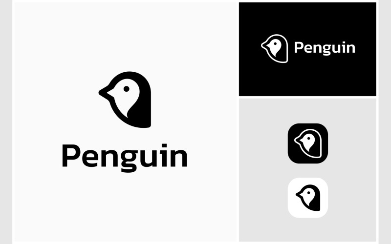 Logo semplice dell'uccello polare del pinguino