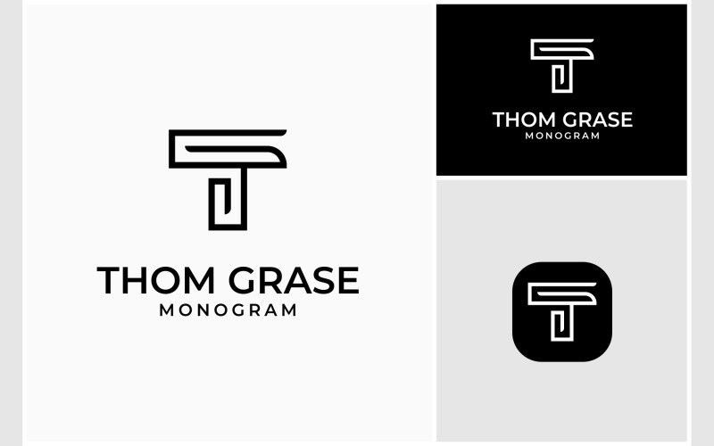 Logotipo do monograma das iniciais da letra TG GT