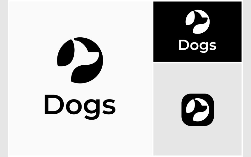 Logotipo Simple De Círculo De Cachorro De Perro