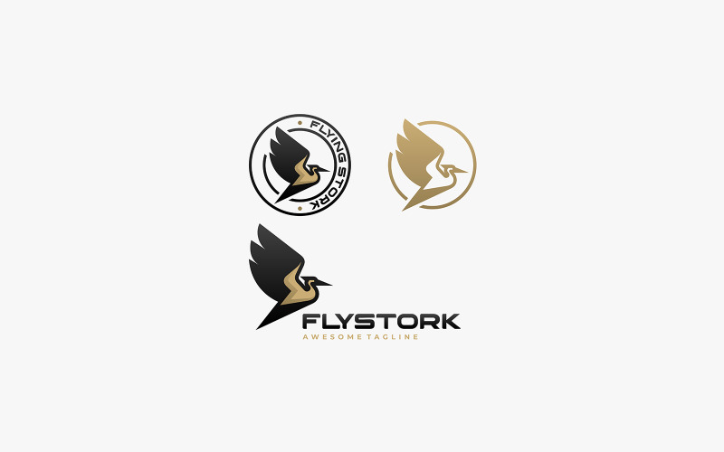 Vlieg Ooievaar Eenvoudig Mascot Logo