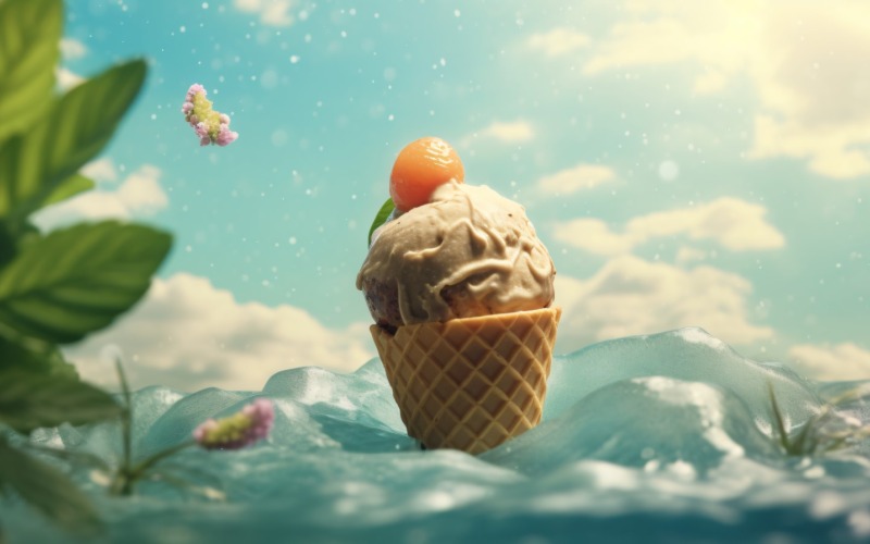 Il calore dell'estate nel deserto, una deliziosa pallina di gelato 429