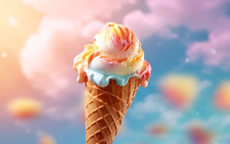 Il calore dell'estate nel deserto, una deliziosa pallina di gelato 445