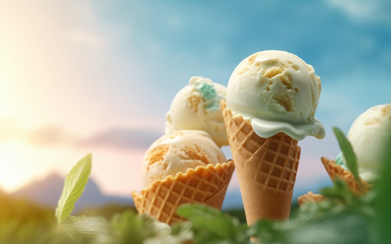 Teplé letní pouštní lahodný kopeček zmrzliny 449