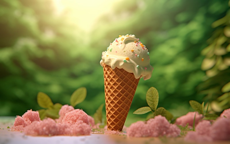 夏日沙漠的温暖美味冰淇淋452勺