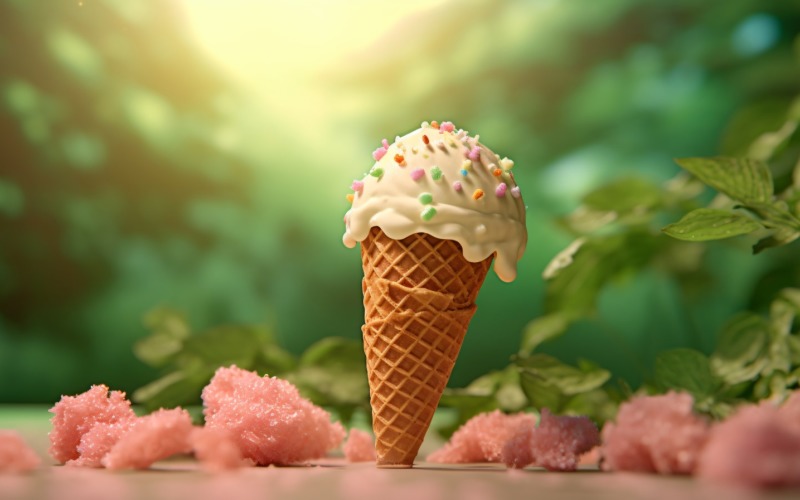 夏日沙漠的温暖美味冰淇淋454勺