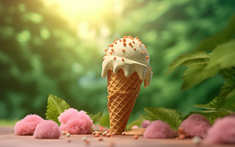夏日沙漠的温暖美味冰淇淋456勺