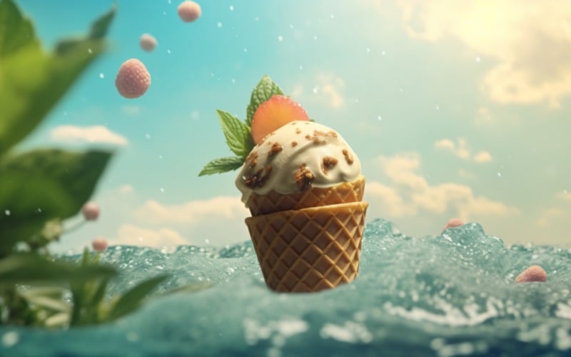 Yaz çölünün sıcaklığı, lezzetli dondurma kepçesi 446