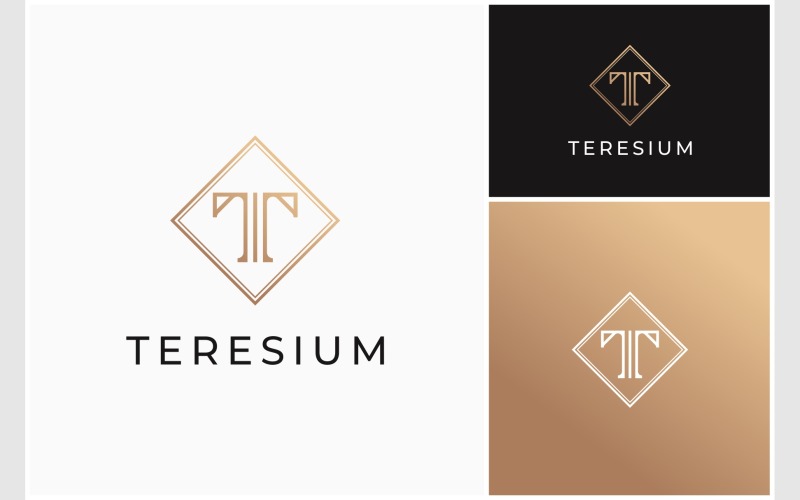 Bokstaven T Lyxig Elegant Logotyp