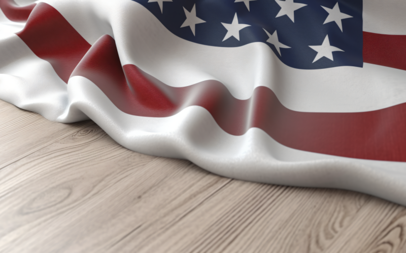 Close-up van de VS zwaaiende vlag in de hoek met kopieerruimte 22