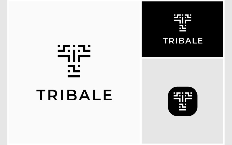 Logotipo padrão grego com iniciais da letra T