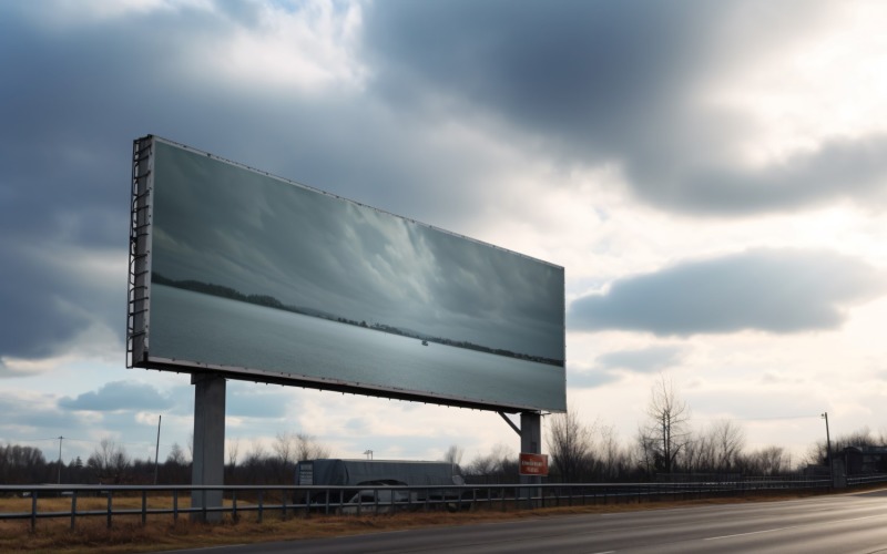 Maquette de publicité sur panneau d'affichage en bordure de route 30