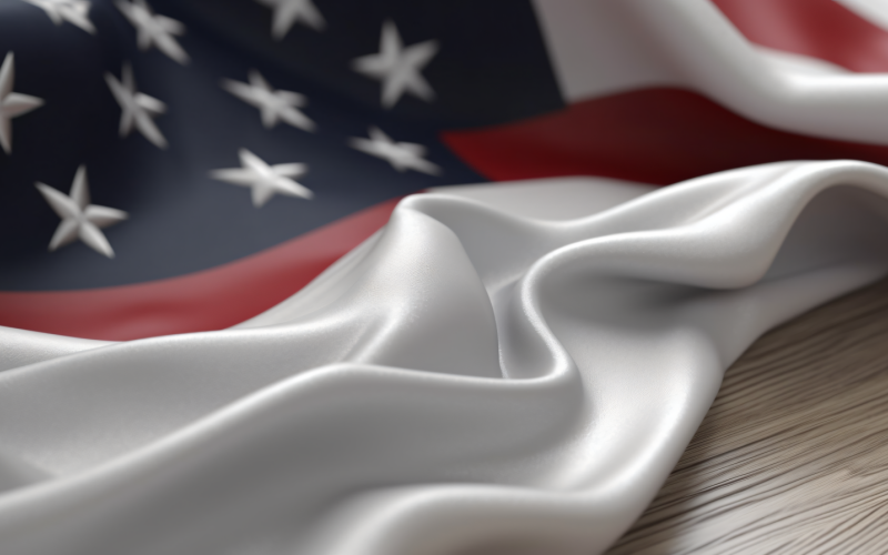 Nahaufnahme der wehenden USA-Flagge in der Ecke mit Kopierraum 23