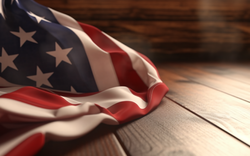 Zbliżenie flagi USA w rogu z miejscem na kopię 01