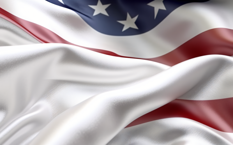 Zbliżenie machającej flagi USA w rogu z miejscem na kopię 39