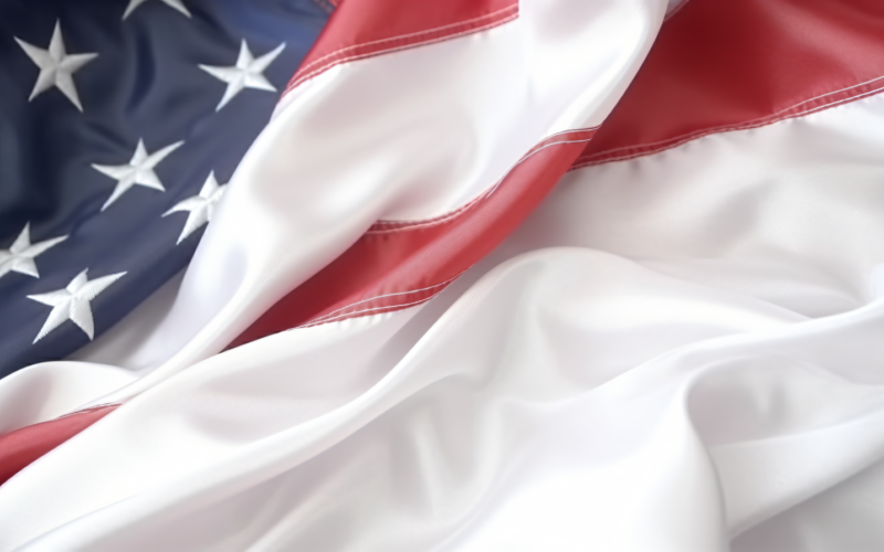 Zblízka mávající vlajka USA v rohu s kopií vesmíru 11