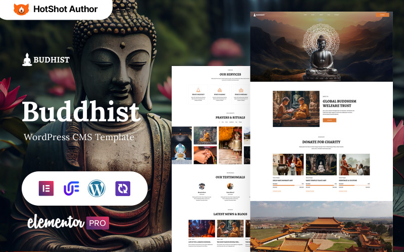 Budhist - Buddhistiskt WordPress Elementor-tema