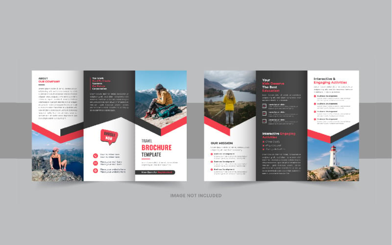 Folheto de viagem com três dobras ou layout de modelo de folheto com três dobras de agência de viagens