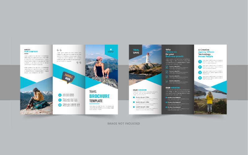 Folleto tríptico de viajes o tríptico de agencia de viajes