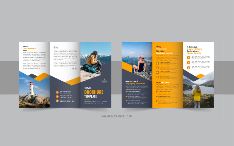 Reis driebladige brochure of reisbureau driebladige brochure sjabloonontwerp