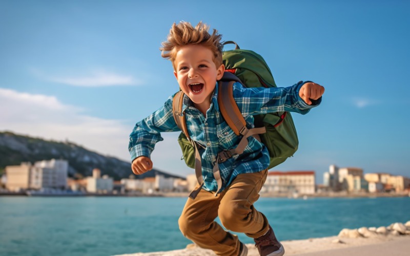 Spannende Terug naar School-kinderen die rennen voor Class Adventure 264